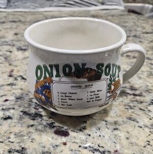 ​VINTAGE Onion Soup Recipe Mug 1970s 1980s Ceramic Kitchen Decor Soup Crock Cup